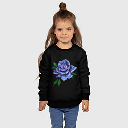 Свитшот детский Сапфировая роза, цвет: 3D-черный — фото 2