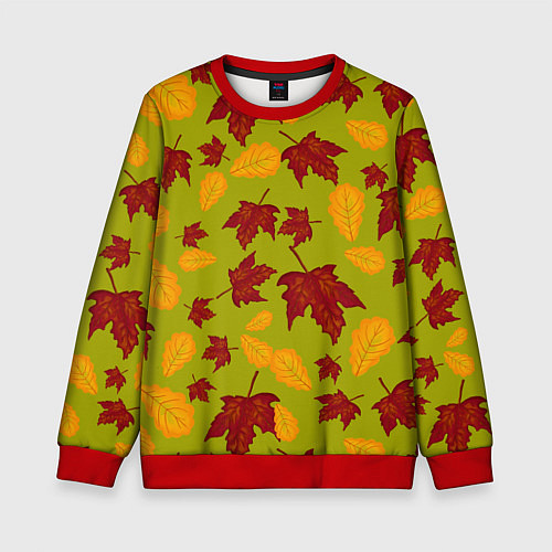Детский свитшот Осенние листья клён и дуб / 3D-Красный – фото 1