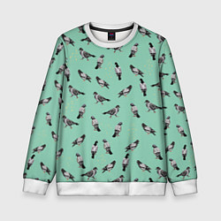 Свитшот детский Голуби на зеленом, цвет: 3D-белый