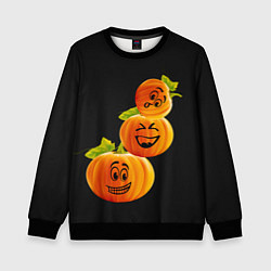 Свитшот детский Хэллоуин смешные тыквы, цвет: 3D-черный