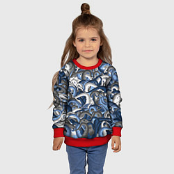 Свитшот детский Синий камуфляж с щупальцами, цвет: 3D-красный — фото 2