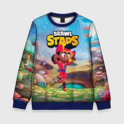 Свитшот детский Meg в прыжке Brawl Stars, цвет: 3D-синий