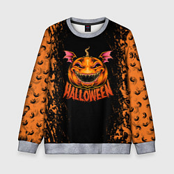 Свитшот детский Веселая тыква на хеллоуин, цвет: 3D-меланж