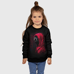 Свитшот детский ИГРА В КАЛЬМАРА, СТРАЖ ТРЕУГОЛЬНИК, ФИГУРЫ ИГРЫ, цвет: 3D-черный — фото 2