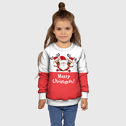 Свитшот детский Санта с 2 Оленями, цвет: 3D-белый — фото 2