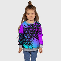 Свитшот детский GENSHIN NEON PATTERN SYMBOL НЕОН ЭМБЛЕМЫ, цвет: 3D-меланж — фото 2