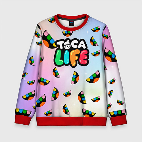 Детский свитшот Toca Life: Smile Logo / 3D-Красный – фото 1