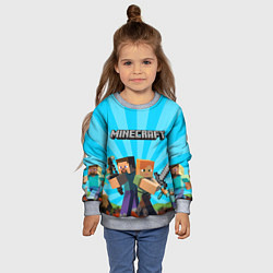 Свитшот детский МАЙНКРАФТ ГЕРОИ ИГРЫ MINECRAFT, цвет: 3D-меланж — фото 2