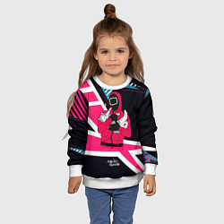 Свитшот детский Игра в кальмара - девушка с котиком, цвет: 3D-белый — фото 2