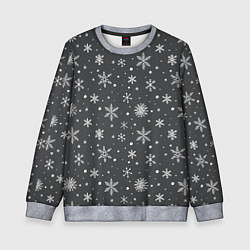 Детский свитшот Белые снежинки на сером фоне