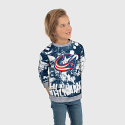 Свитшот детский Коламбус Блю Джекетс, Columbus Blue Jackets, цвет: 3D-меланж — фото 2