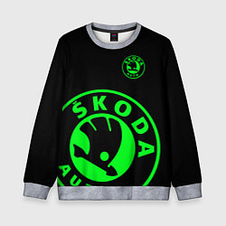 Свитшот детский SKODA GREEN LOGO BLACK STYLE, цвет: 3D-меланж