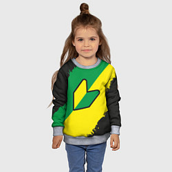 Свитшот детский JDM GREEN YELLOW LOGO, цвет: 3D-меланж — фото 2