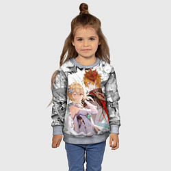 Свитшот детский Люмин и Тарталья на фоне манги, цвет: 3D-меланж — фото 2