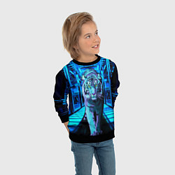 Свитшот детский Крадущийся тигр, цвет: 3D-черный — фото 2