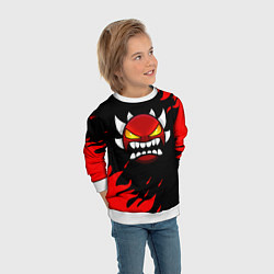 Свитшот детский Geometry Dash: Demon Red Fire, цвет: 3D-белый — фото 2