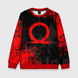 Свитшот детский GOD OF WAR LOGO RED, БРЫЗГИ КРАСОК, цвет: 3D-красный