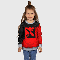 Свитшот детский DOTA 2 RED BLACK LOGO, БРЫЗГИ КРАСОК, цвет: 3D-меланж — фото 2