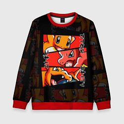 Свитшот детский РЫЖИЙ ДРАКОН ПОКЕМОНЫ ЧАРМАНДЕР, цвет: 3D-красный