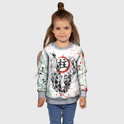 Свитшот детский КЛИНОК РАССЕКАЮЩИЙ ДЕМОНОВ, БРЫЗГИ КРАСОК, цвет: 3D-меланж — фото 2