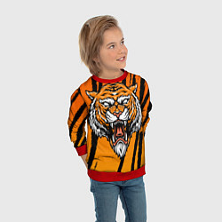 Свитшот детский Разгневанный тигр голова, цвет: 3D-красный — фото 2