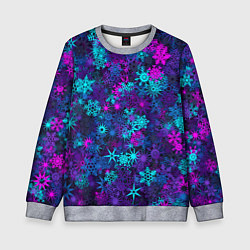 Свитшот детский Неоновые снежинки, цвет: 3D-меланж