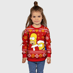 Свитшот детский Новогодний Гомер и Барт Симпсоны, цвет: 3D-красный — фото 2
