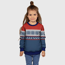 Свитшот детский НОВОГОДНИЙ УЗОР С ОЛЕНЯМИ, цвет: 3D-синий — фото 2
