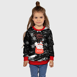 Свитшот детский Новогодние коты в подарочном мешке, цвет: 3D-красный — фото 2