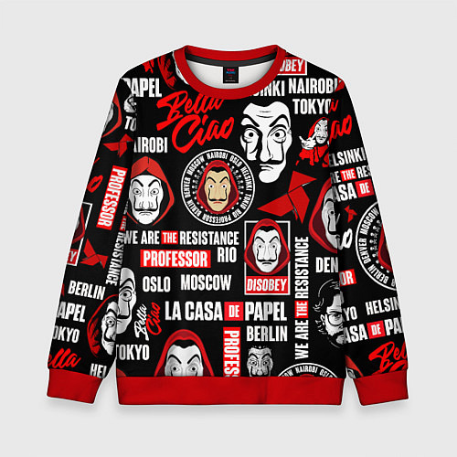 Детский свитшот БУМАЖНЫЙ ДОМ ЛОГОБОМБИНГ LA CASA DE PAPEL / 3D-Красный – фото 1