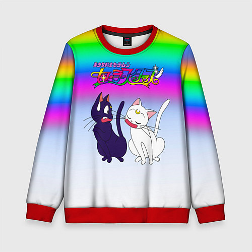 Детский свитшот Луна и Артемис под радугой / 3D-Красный – фото 1