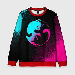 Свитшот детский ИНЬ ЯНЬ НЕОНОВЫЕ КОТИКИ, цвет: 3D-красный