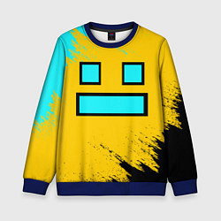Свитшот детский GEOMETRY DASH SMILE БРЫЗГИ КРАСОК, цвет: 3D-синий
