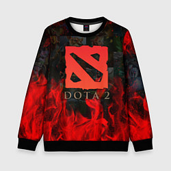 Свитшот детский DOTA 2 ЛОГО В ОГНЕ, ПЕРСОНАЖИ, цвет: 3D-черный
