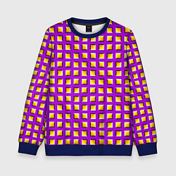Свитшот детский Фиолетовый Фон с Желтыми Квадратами Иллюзия Движен, цвет: 3D-синий