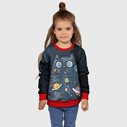 Свитшот детский Космический кот в планетах, цвет: 3D-красный — фото 2