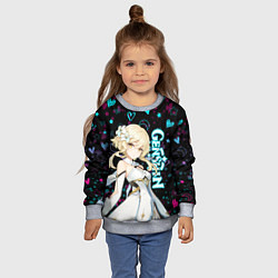 Свитшот детский ГЕНШИН ИМПАКТ ЛЮМИН, НЕОНОВЫЕ СЕРДЕЧКИ, цвет: 3D-меланж — фото 2