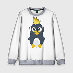 Свитшот детский Linux пингвин Талисман для программистов, цвет: 3D-меланж