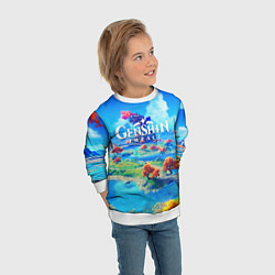 Свитшот детский МИР ГЕНШИН ИМПАКТ WORLD GENSHIN IMPACT, цвет: 3D-белый — фото 2