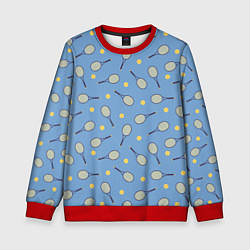 Свитшот детский Большой теннис паттерн, цвет: 3D-красный