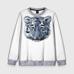 Свитшот детский Взгляд белого тигра, цвет: 3D-меланж