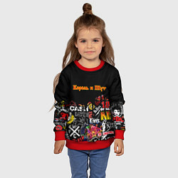 Свитшот детский КОРОЛЬ И ШУТ ЛОГОТИПЫ РОК ГРУПП, цвет: 3D-красный — фото 2