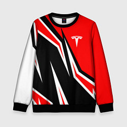 Детский свитшот TESLA MOTORS RED LINE ТЕСЛА