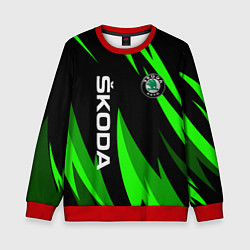 Свитшот детский SKODA Логотип Узор, цвет: 3D-красный