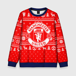 Свитшот детский FC Manchester United: Новогодний узор, цвет: 3D-синий