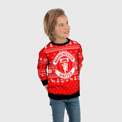 Свитшот детский FC Manchester United: Новогодний узор, цвет: 3D-черный — фото 2