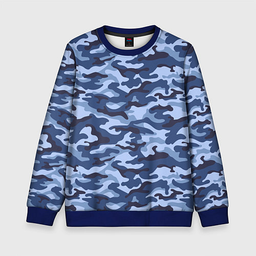 Детский свитшот Синий Камуфляж Camouflage / 3D-Синий – фото 1