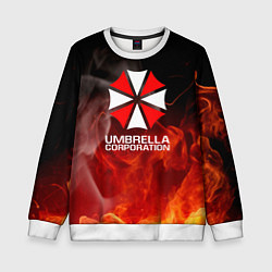 Свитшот детский Umbrella Corporation пламя, цвет: 3D-белый
