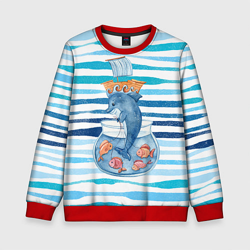 Детский свитшот Дельфин Море / 3D-Красный – фото 1