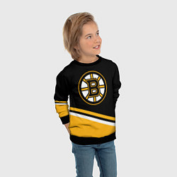 Свитшот детский Бостон Брюинз, Boston Bruins Диагональные полосы, цвет: 3D-черный — фото 2